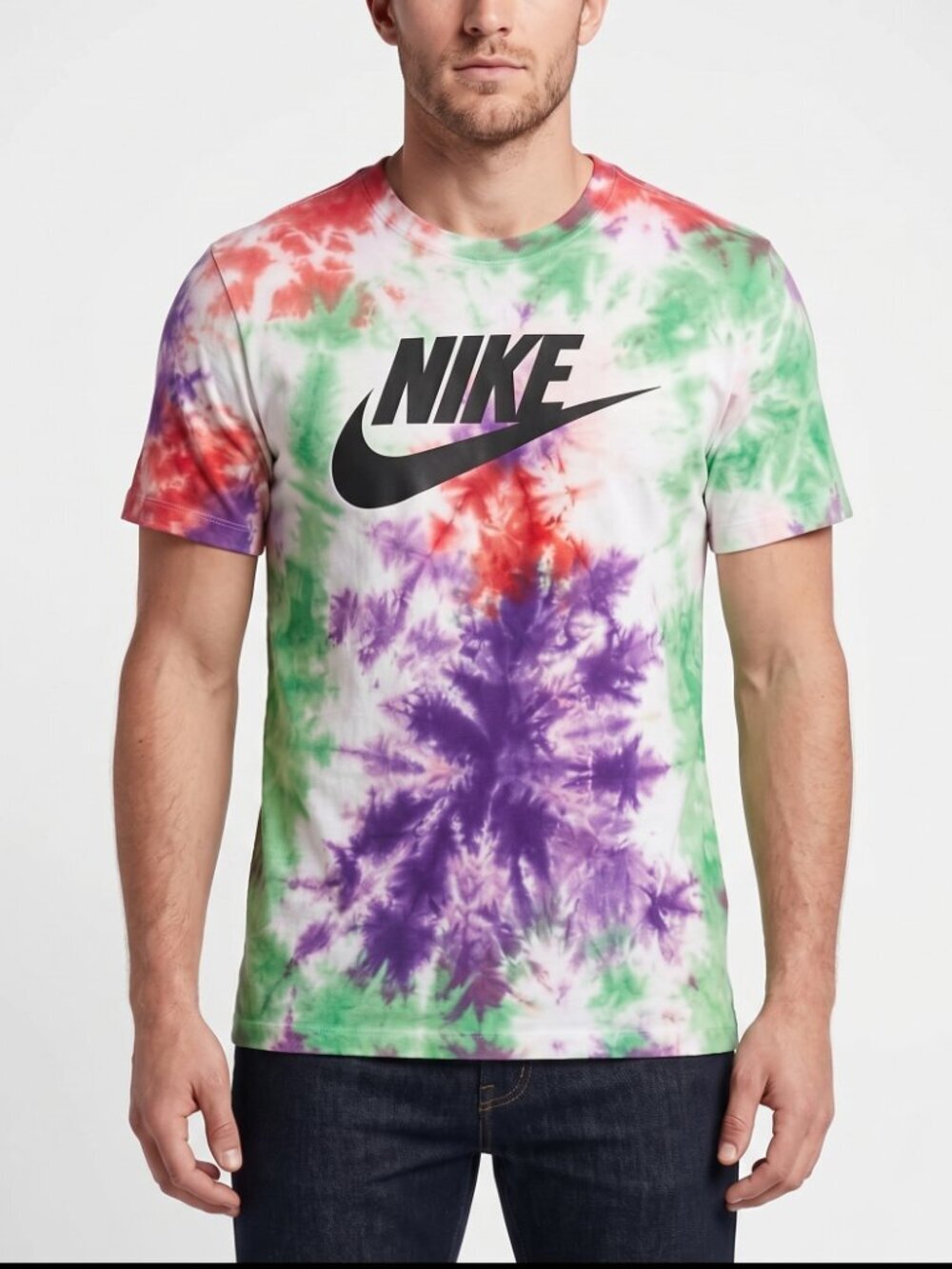 NIKE Athletic Tie Dye Multicolor Workout Short Sleeve T Shirt Tee